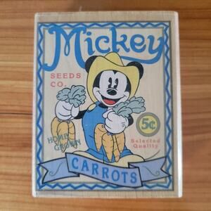 Disney Mickey Mouse Seed Packet, Rubber Stamp, A1306F Wood Ink Block Gently-Used
